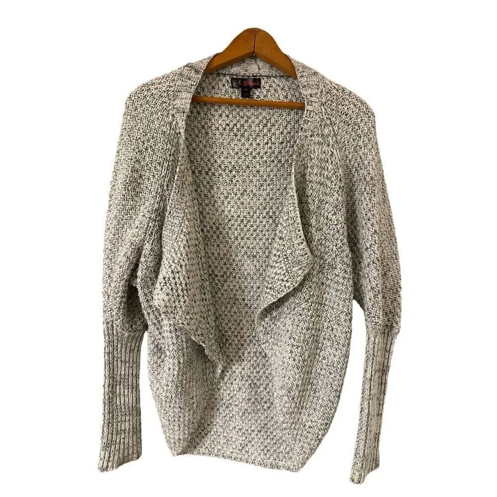 JJ Basics Relaxed Fly Away Open Front Oversized Cardigan Sweater Size XS Gray Bo